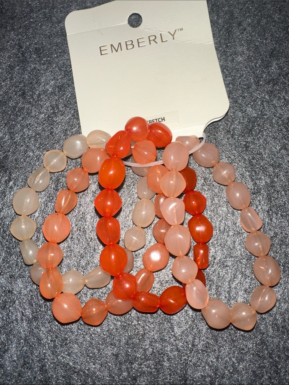 Kohl's Emberly Orange and Peach Stretch Bead Bracelet Set NWT